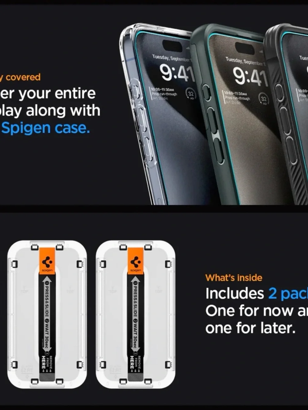 Spigen GLAS.tR EZ Fit | Sensor Protected 2 PACK! iPhone 15 Pro Max- BNIB!